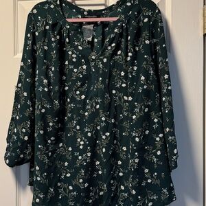 NWT 41 Hawthorn Floral Green Top - 3X